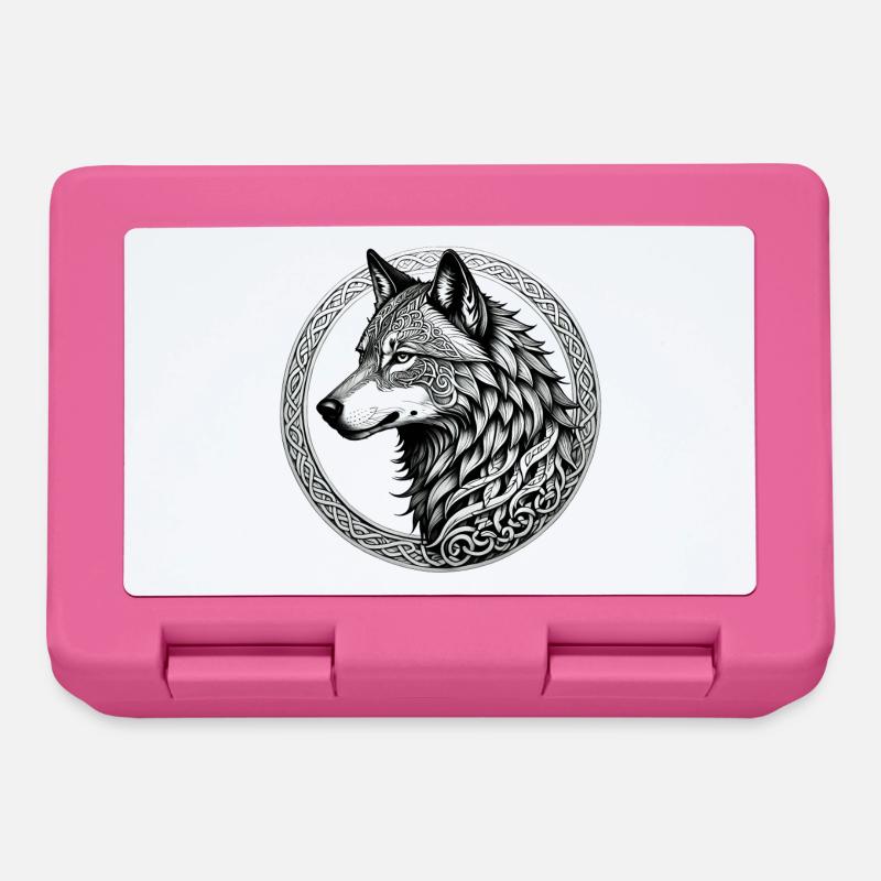 Wolf mit keltischem Knoten 02 - Brotdose - Pink