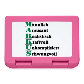 Markus , Vorname,Namensschild,Name,Fun Shirt (25) - Brotdose - Pink - Vorne
