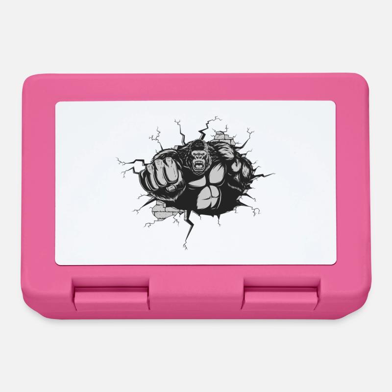 Gorille Percée Mur Noir Blanc - Boîte à goûter - rose