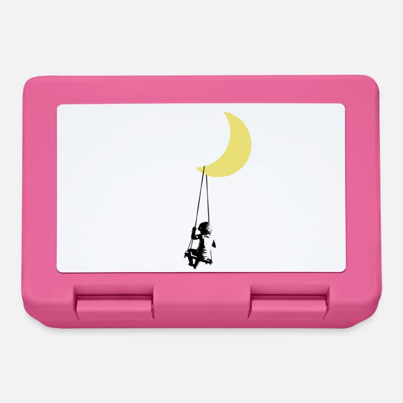 Un tout-petit se balançant sous l’art urbain de la lune - Boîte à goûter - rose