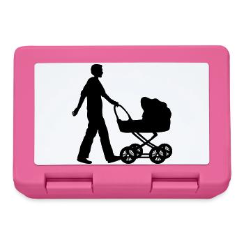 vater kind kinderwagen - Brotdose - Pink - Vorne