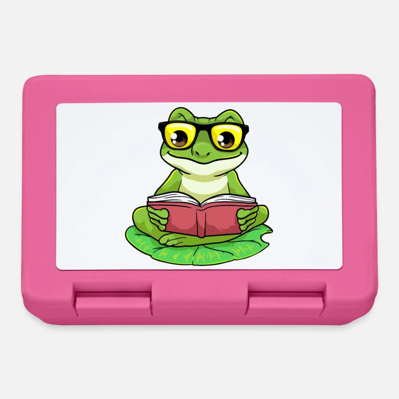 Frosch Nerd Buch Brille - Brotdose - Pink