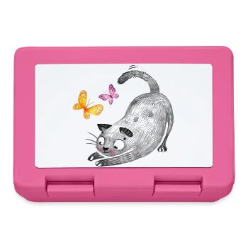 Katzenspiel mit Schmetterlingen - Brotdose - Pink - Vorne