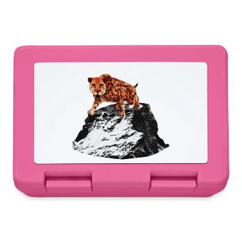 Smilodon, grands félins, tigre à dents de sabre, préhistorique - Boîte à goûter - rose - Devant