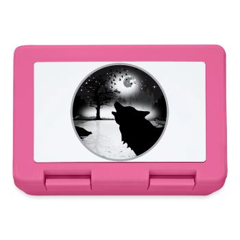heulender Wolf in der Nacht bei Vollmond - Brotdose - Pink - Vorne