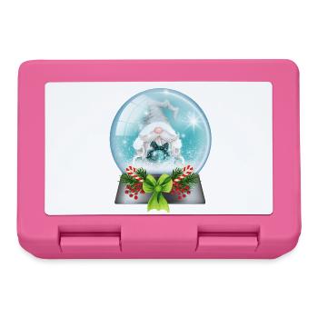 Schneekugel Weihnachtsmann mit Zuckerstangen - Brotdose - Pink - Vorne