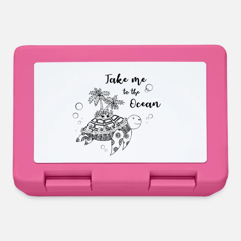 « Emmenez-moi à l’océan » - Tortue avec île - Boîte à goûter - rose