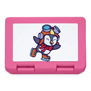 Cool Mignon Pingouin Animal Oiseau Patinage sur glace Froid - Boîte à goûter - rose - Devant