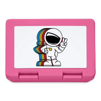 Peace Loving Astronaut - Cute Peace Sign Spaceman - Lunchbox - pink - Front