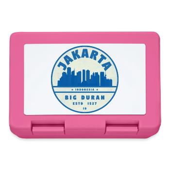 Jakarta Skyline Round Logo Blue White - Lunchbox - pink - Front