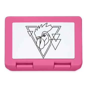 Hahn in geometrischer Form - Line-Art-Design - Brotdose - Pink - Vorne