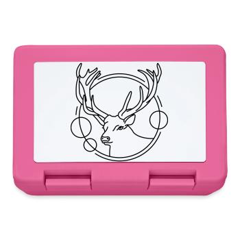 Hirsch in geometrischer Form - Line-Art-Design - Brotdose - Pink - Vorne