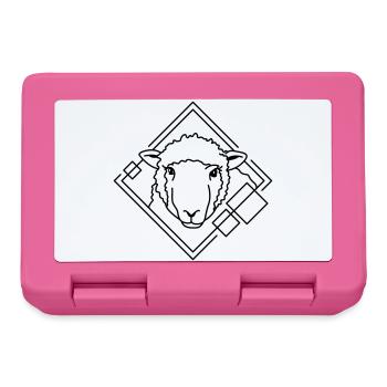 Schaf in geometrischer Form - Line-Art-Design - Brotdose - Pink - Vorne