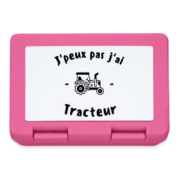 Je peux pas j'ai tracteur - Boîte à goûter - rose - Devant