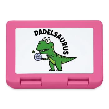 Dinosaurier Padel Spieler Schläger Ball Spruch - Brotdose - Pink - Vorne