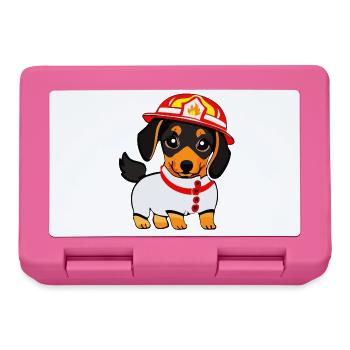 Dachshund en tant que pompier - Boîte à goûter - rose - Devant