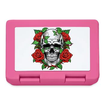Skull and Roses Tattoo Crest - Lunchbox - pink - Front