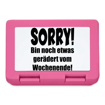 MÜDE - ERSCHÖPFUNG SPRÜCHE WOCHENENDE - ENERGIE - Brotdose - Pink - Vorne