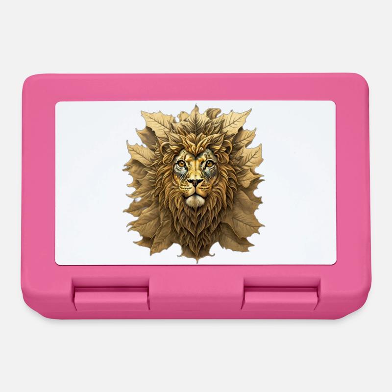 Portrait du Lion feuille d’automne - Boîte à goûter - rose