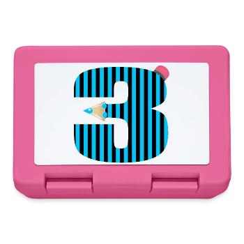 BLUE PEN THREE NUMBER 3 THIRD GRADERS - Lunchbox - pink - Front