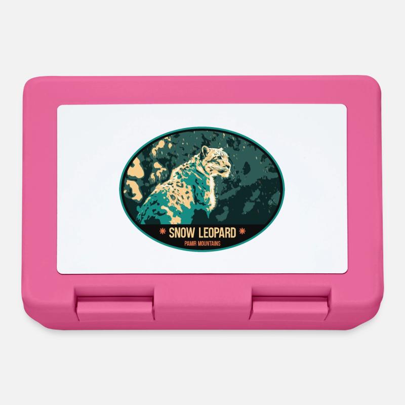 Schneeleopard Illustration Aufnäher - Brotdose - Pink