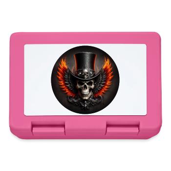 Skull with wings and fire - Lunchbox - pink - Front