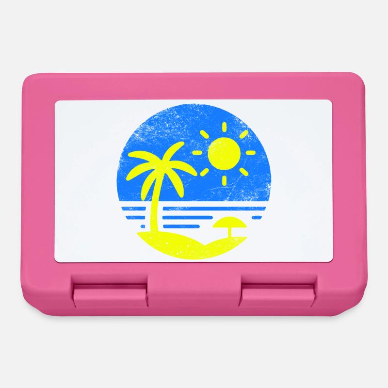 Vintage Plage Bleu Jaune - Boîte à goûter - rose