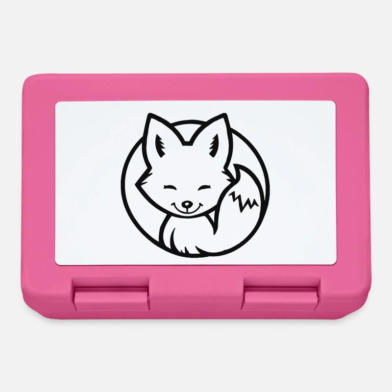Little Fox (Black & White) - Lunchbox - pink
