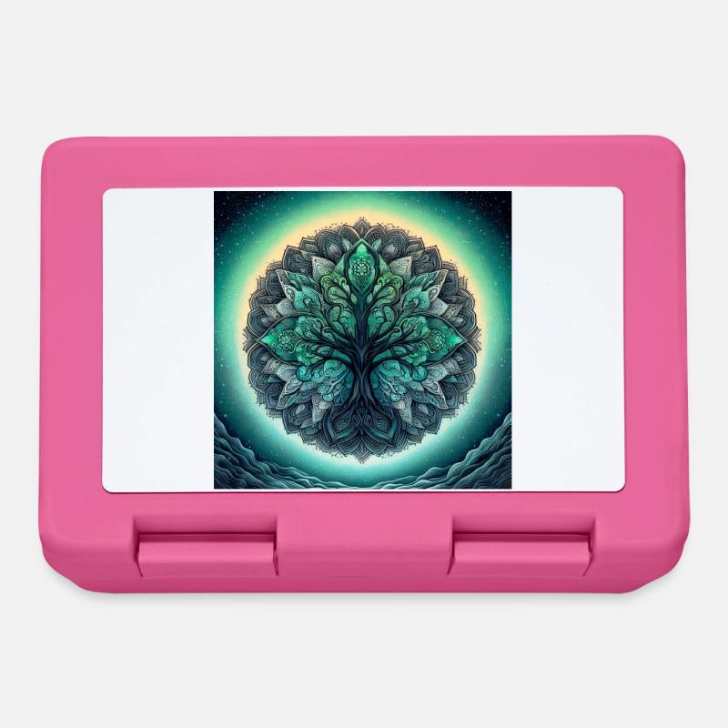 Mandala tree in Sea Green - Lunchbox - pink