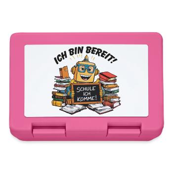 Einschulung erster Schultag kleiner Roboter - Brotdose - Pink - Vorne