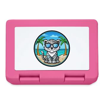 Schneeleopard Baby Katze Rasse Cartoon Sonnenbrille Strand - Brotdose - Pink - Vorne
