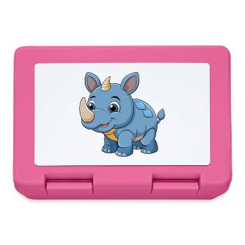 Rhino Cute Mascot Cartoon Character Kawaii - Lunchbox - pink - Front