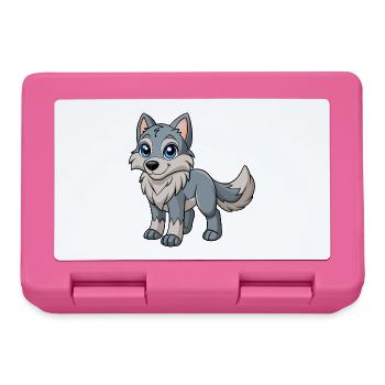Wolf Niedliche Maskottchen Zeichentrickfigur Kawaii - Brotdose - Pink - Vorne