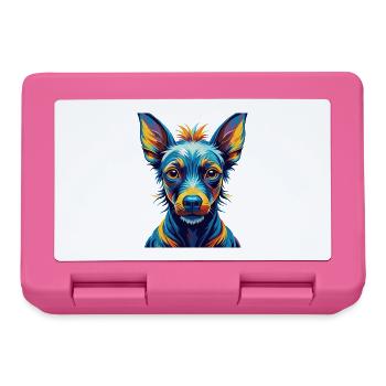 American Hairless Terrier Chien Race Dessin animé Kawaii - Boîte à goûter - rose - Devant