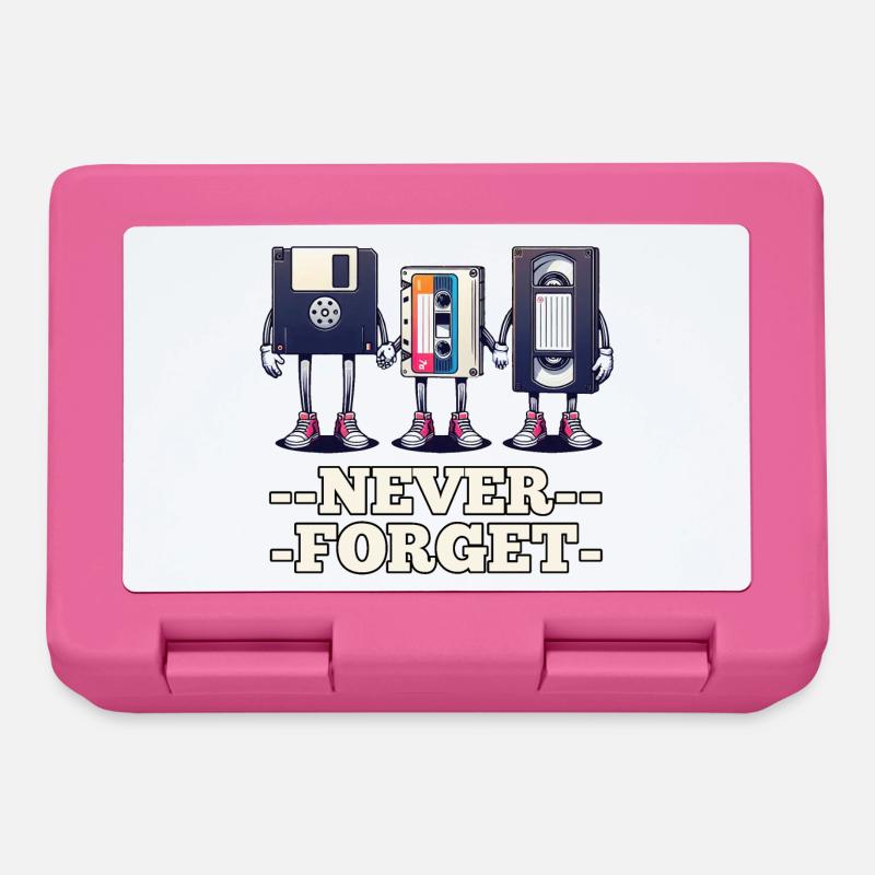 Diskette, Kassette, VHS - Niemals vergessen - Brotdose - Pink