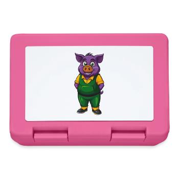Pig Funny Kawaii Cartoon Character Clipart - Lunchbox - pink - Front