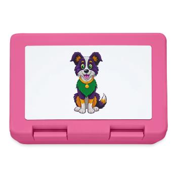 Border Collie Dog Funny Kawaii Cartoon Clipart - Lunchbox - pink - Front