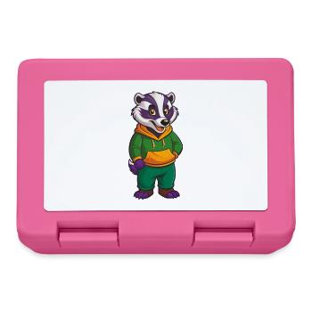 blaireau drôle Kawaii dessin animé Personnage Clipart - Boîte à goûter - rose - Devant