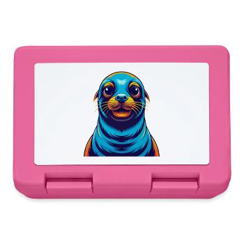 Seal Colorful Kawaii Cartoon Character Clipart - Lunchbox - pink - Front