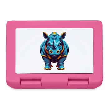 Rhino Colorful Kawaii Cartoon Character Clipart - Lunchbox - pink - Front