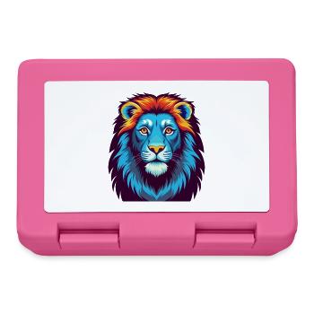 Lion coloré Kawaii Dessin animé Personnage Clipart - Boîte à goûter - rose - Devant