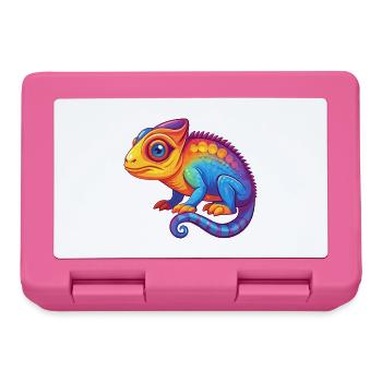 Chamäleon Bunte Kawaii Cartoon Figur Tier - Brotdose - Pink - Vorne