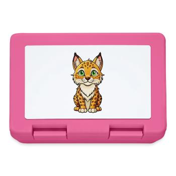 Lynx Mignon Personnage De Dessin Animé Kawaii Clipart - Boîte à goûter - rose - Devant