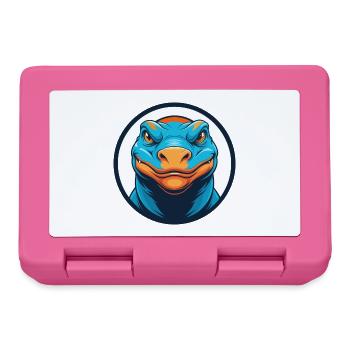 Komodo Dragon Cute Kawaii Cartoon Animal Pet Logo - Lunchbox - pink - Front