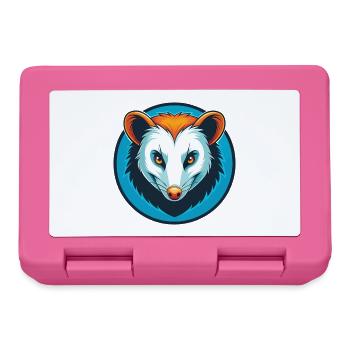 Opossum mignon drôle Kawaii dessin animé animal de compagnie logo - Boîte à goûter - rose - Devant