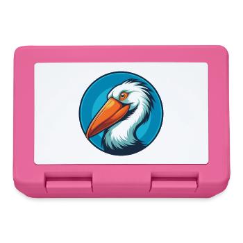 Pélican mignon drôle Kawaii dessin animé Animal Animal Logo - Boîte à goûter - rose - Devant