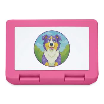 Australian Shepherd Dog Cute Kawaii Cartoon Animal - Lunchbox - pink - Front
