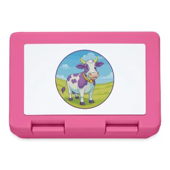 vache mignon kawaii dessin animé clipart animal de compagnie - Boîte à goûter - rose - Devant