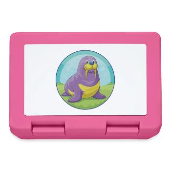 Walrus Cute Kawaii Cartoon Clipart Animal Pet - Lunchbox - pink - Front