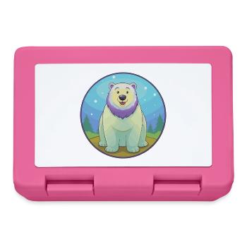 ours polaire mignon kawaii dessin animé clipart animal de compagnie - Boîte à goûter - rose - Devant